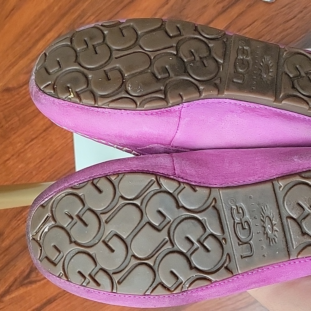 Ugg Australia Slippers Women 7M Ansley Shoes Purple Suede Wool Moccasin Moc Toe - Picture 12 of 12